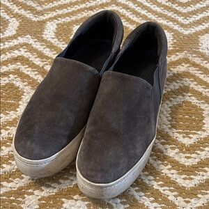 Vince gray suede platform flats